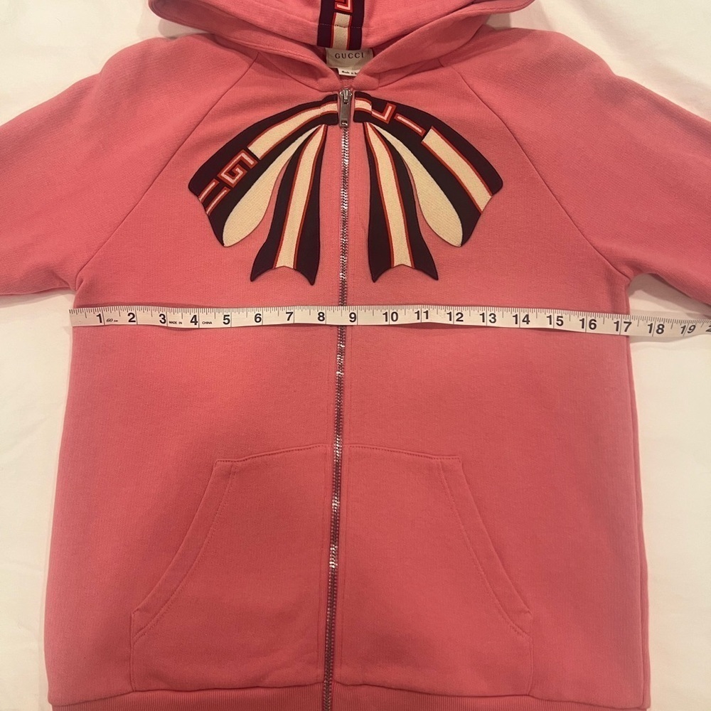 GUCCI | Pink Web Bow | Zip Hoodie | Girls 12 | Women's XS/S - Picture 12 of 15